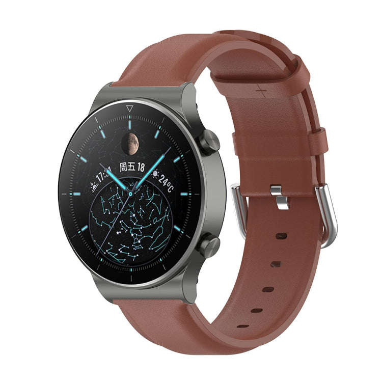 For Huawei Watch 4 / Watch 4 Pro Round Tail Leather Watch Band(Brown)