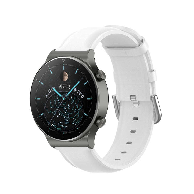 For Huawei Watch 4 / Watch 4 Pro Round Tail Leather Watch Band(White)
