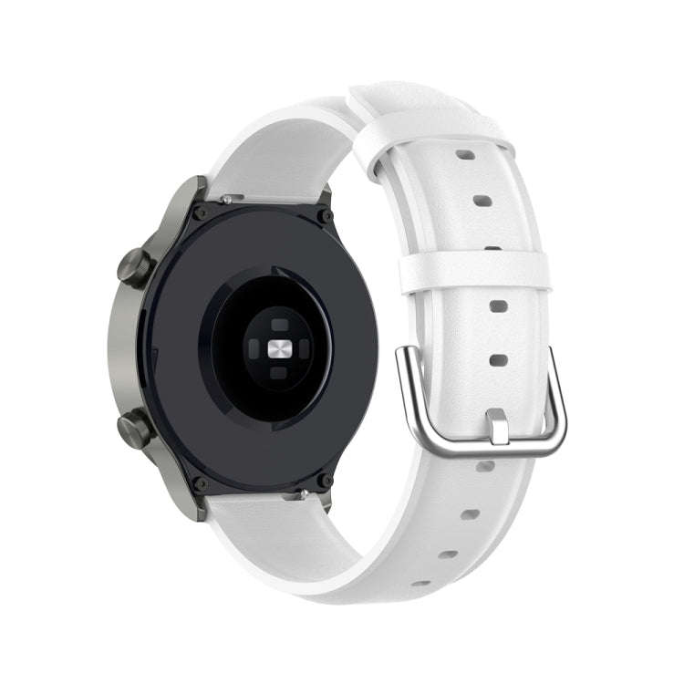 For Huawei Watch 4 / Watch 4 Pro Round Tail Leather Watch Band(White)