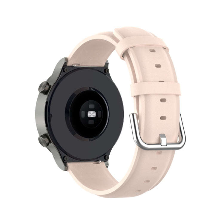 For Huawei Watch 4 / Watch 4 Pro Round Tail Leather Watch Band(Light Pink)