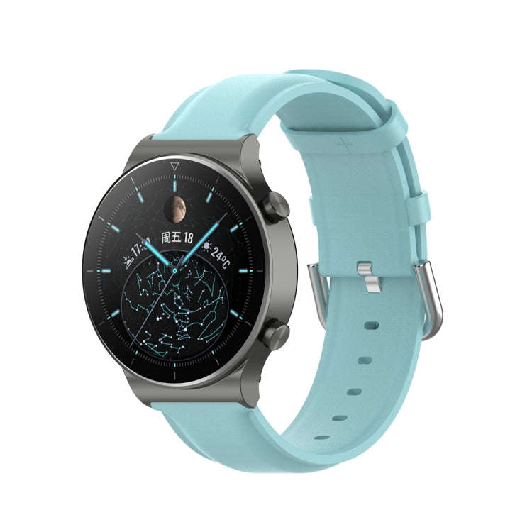 For Huawei Watch 4 / Watch 4 Pro Round Tail Leather Watch Band(Light Blue)