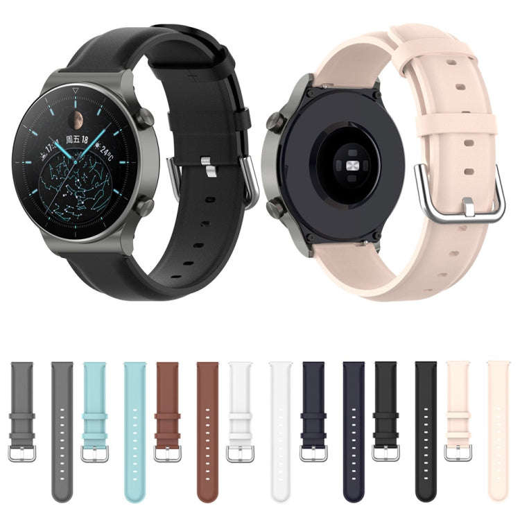For Huawei Watch 4 / Watch 4 Pro Round Tail Leather Watch Band(Light Blue)