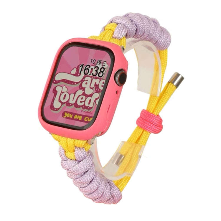 For Apple Watch Ultra 49mm Twist Knotted Nylon Watch Band(Purple Yellow)