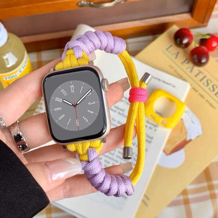 For Apple Watch Ultra 49mm Twist Knotted Nylon Watch Band(Purple Yellow)