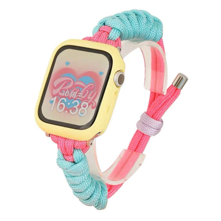 For Apple Watch 4 40mm Twist Knotted Nylon Watch Band(Mint Green Rose Red)