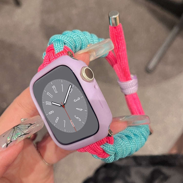For Apple Watch 4 40mm Twist Knotted Nylon Watch Band(Mint Green Rose Red)