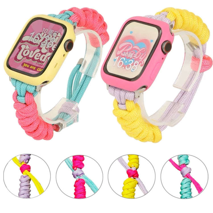 For Apple Watch Ultra 49mm Twist Knotted Nylon Watch Band(Purple Yellow)