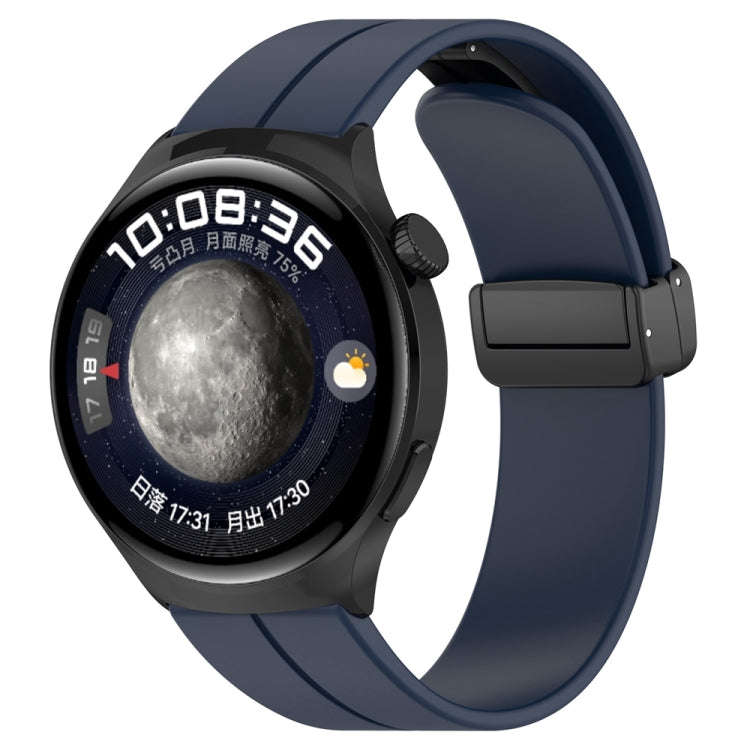 For Huawei Watch 4 / Watch 4 Pro Folding Buckle Silicone Watch Band(Midnight Blue)