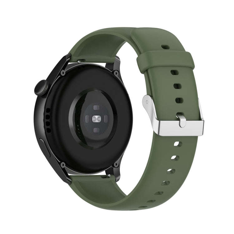 For Huawei Watch 4 / Watch 4 Pro Solid Color Silicone Stainless Steel Silver Buckle Watch Band(Da...