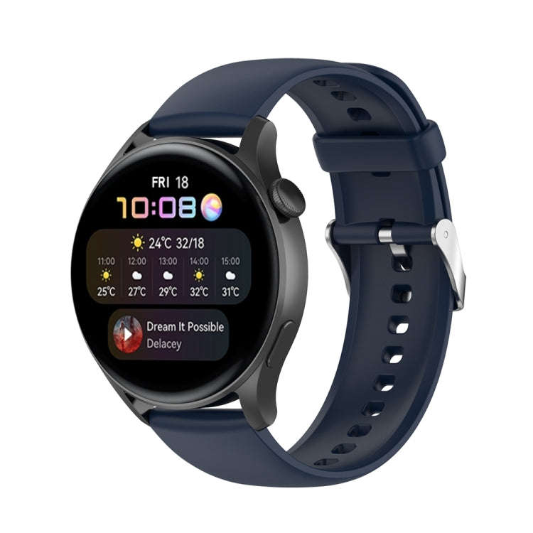 For Huawei Watch 4 / Watch 4 Pro Solid Color Silicone Stainless Steel Silver Buckle Watch Band(Na...
