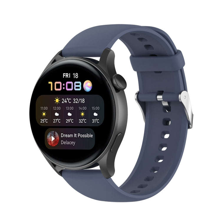 For Huawei Watch 4 / Watch 4 Pro Solid Color Silicone Stainless Steel Silver Buckle Watch Band(Bl...