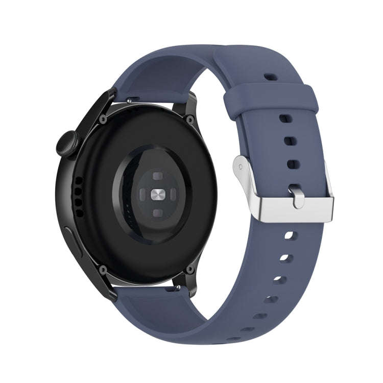 For Huawei Watch 4 / Watch 4 Pro Solid Color Silicone Stainless Steel Silver Buckle Watch Band(Bl...