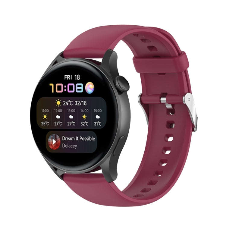 For Huawei Watch 4 / Watch 4 Pro Solid Color Silicone Stainless Steel Silver Buckle Watch Band(Wi...