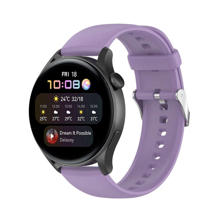For Huawei Watch 4 / Watch 4 Pro Solid Color Silicone Stainless Steel Silver Buckle Watch Band(Li...