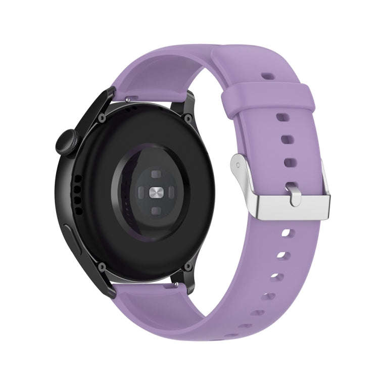 For Huawei Watch 4 / Watch 4 Pro Solid Color Silicone Stainless Steel Silver Buckle Watch Band(Li...