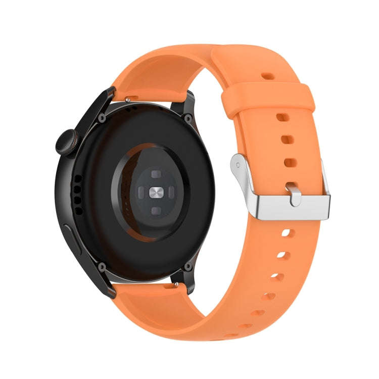 For Huawei Watch 4 / Watch 4 Pro Solid Color Silicone Stainless Steel Silver Buckle Watch Band(Or...