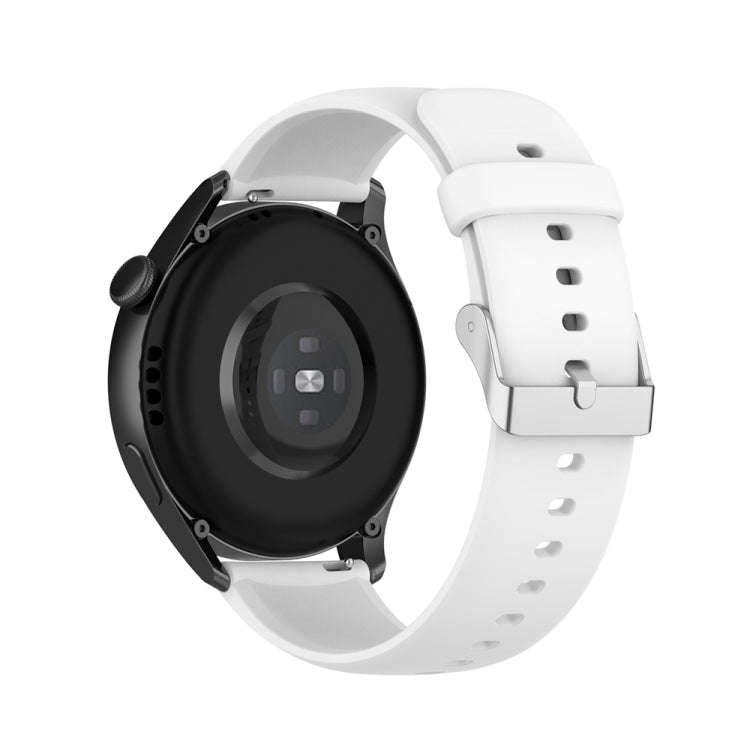 For Huawei Watch 4 / Watch 4 Pro Solid Color Silicone Stainless Steel Silver Buckle Watch Band(Wh...