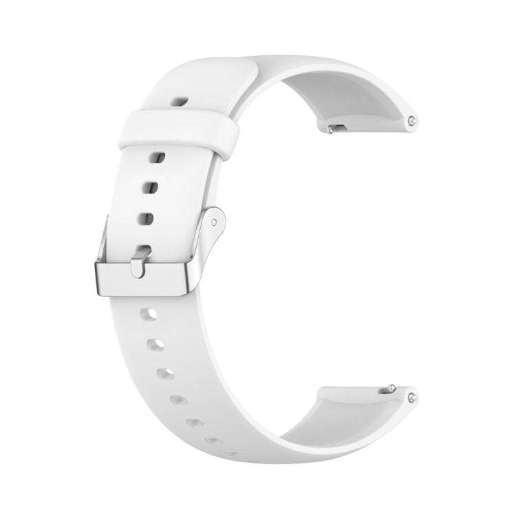 For Huawei Watch 4 / Watch 4 Pro Solid Color Silicone Stainless Steel Silver Buckle Watch Band(Wh...