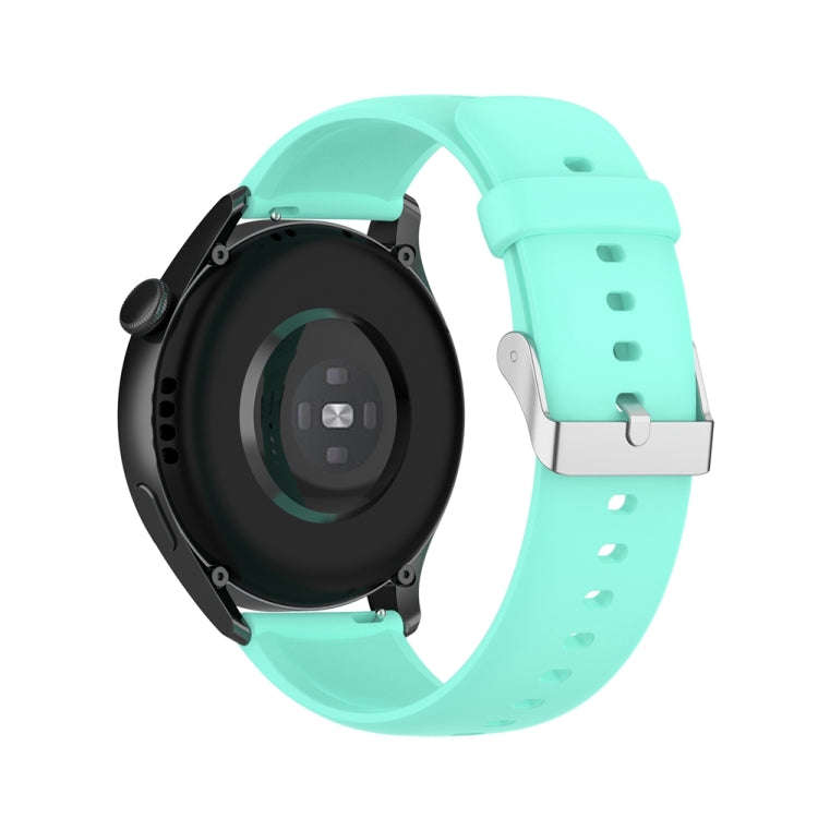 For Huawei Watch 4 / Watch 4 Pro Solid Color Silicone Stainless Steel Silver Buckle Watch Band(Teal)