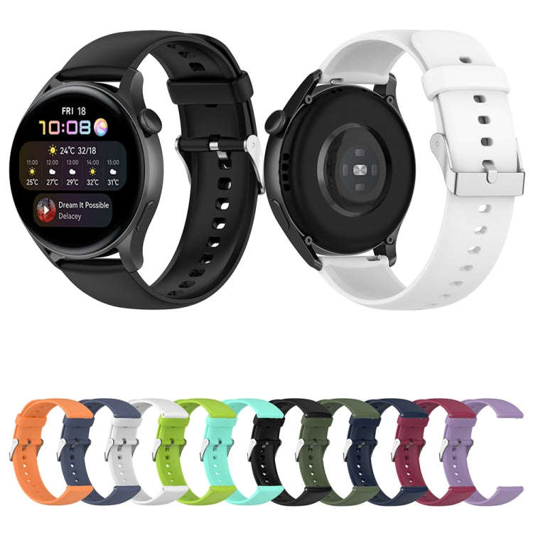 For Huawei Watch 4 / Watch 4 Pro Solid Color Silicone Stainless Steel Silver Buckle Watch Band(Bl...