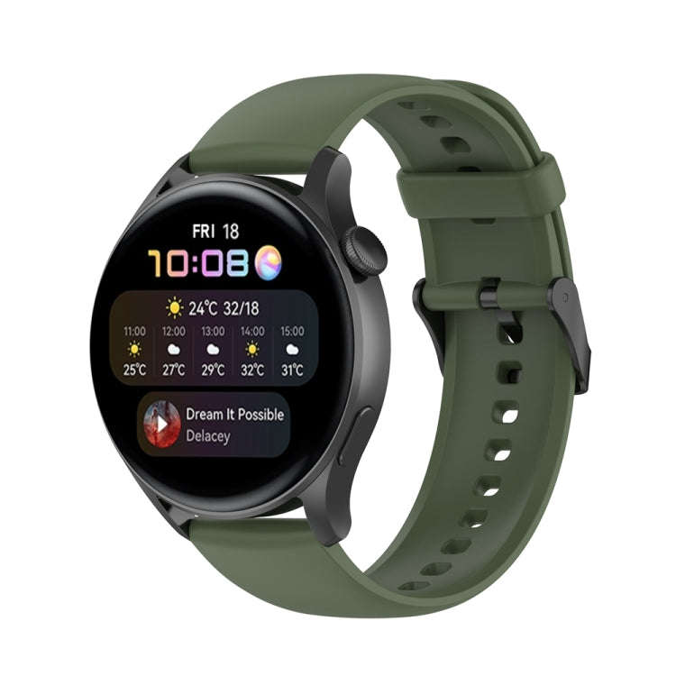 For Huawei Watch 4 / Watch 4 Pro Solid Color Silicone Stainless Steel Black Buckle Watch Band(Dar...