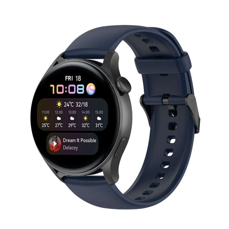 For Huawei Watch 4 / Watch 4 Pro Solid Color Silicone Stainless Steel Black Buckle Watch Band(Nav...
