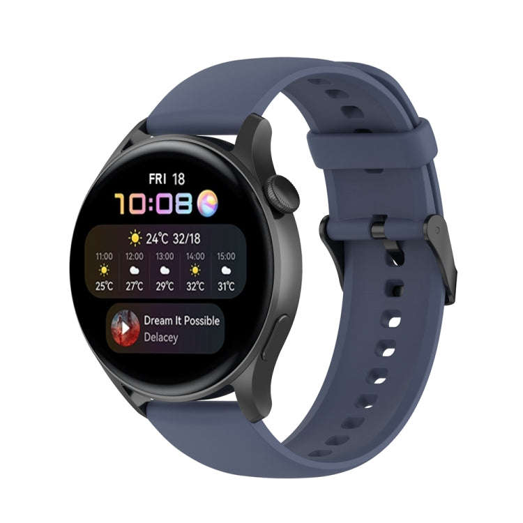 For Huawei Watch 4 / Watch 4 Pro Solid Color Silicone Stainless Steel Black Buckle Watch Band(Blu...