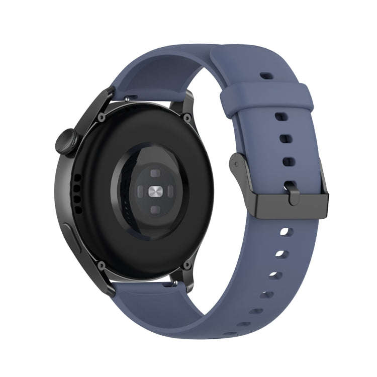 For Huawei Watch 4 / Watch 4 Pro Solid Color Silicone Stainless Steel Black Buckle Watch Band(Blu...