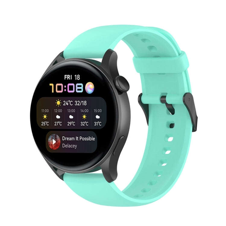 For Huawei Watch 4 / Watch 4 Pro Solid Color Silicone Stainless Steel Black Buckle Watch Band(Teal)
