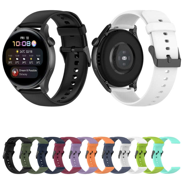 For Huawei Watch 4 / Watch 4 Pro Solid Color Silicone Stainless Steel Black Buckle Watch Band(Nav...