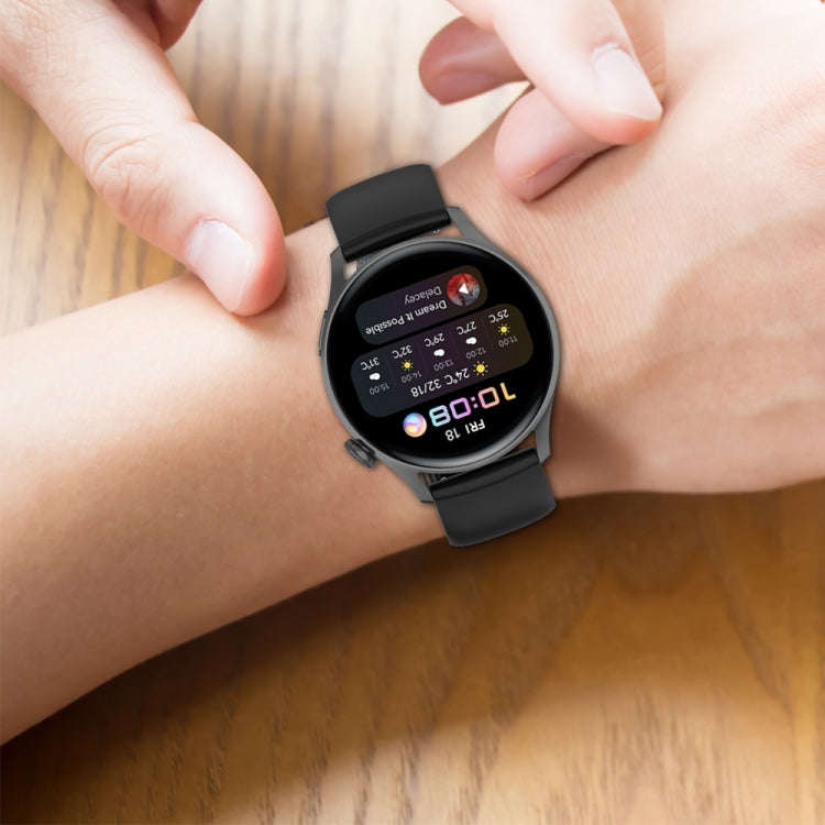 For Huawei Watch 4 / Watch 4 Pro Solid Color Silicone Stainless Steel Black Buckle Watch Band(Nav...