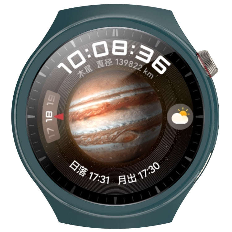 For Huawei Watch 4 Pro Half Coverage Hollowed Watch Protective Case + Hydrogel Film Set(Pine Green)