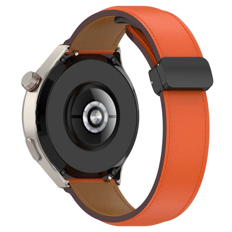 For Huawei Watch 4 / Watch 4 Pro Folding Buckle Genuine Leather Watch Band(Orange)