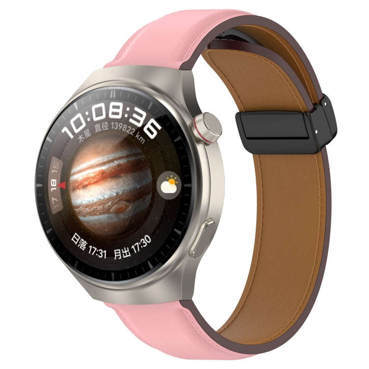 For Huawei Watch 4 / Watch 4 Pro Folding Buckle Genuine Leather Watch Band(Pink)