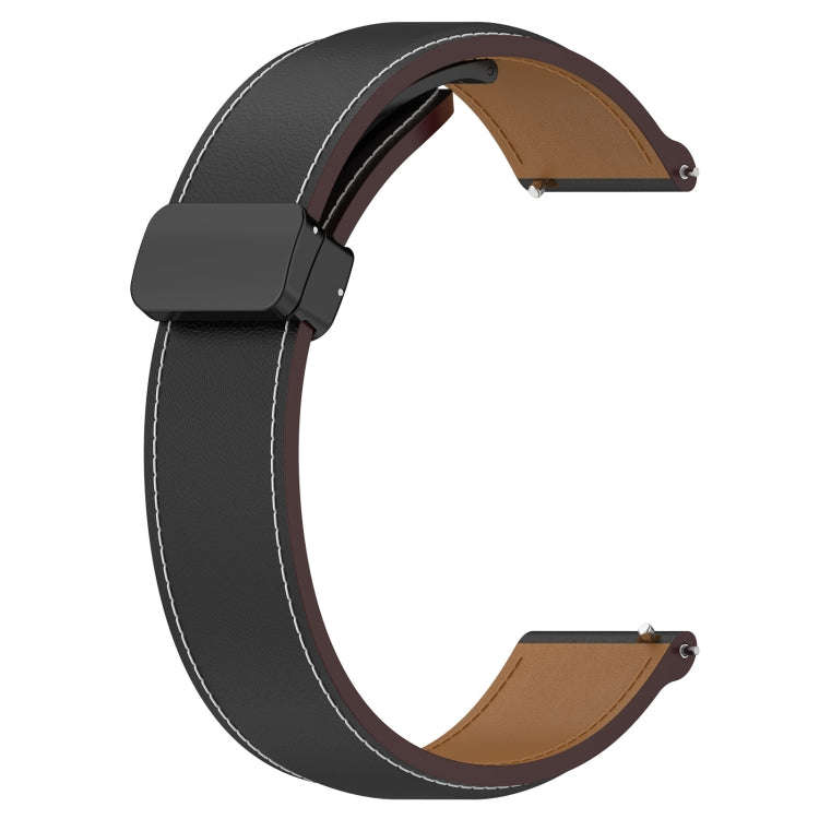 For Huawei Watch 4 / Watch 4 Pro Folding Buckle Genuine Leather Watch Band(Black)