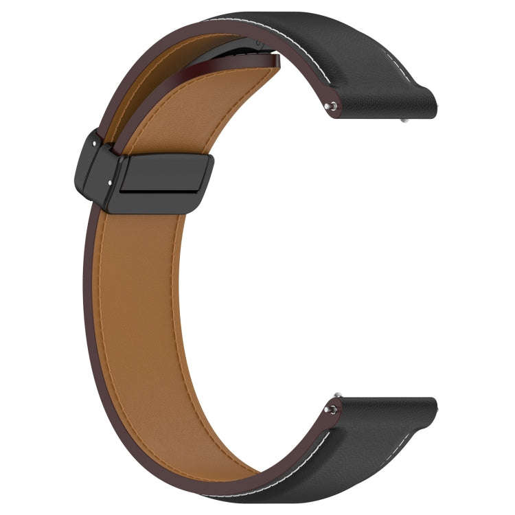 For Huawei Watch 4 / Watch 4 Pro Folding Buckle Genuine Leather Watch Band(Black)