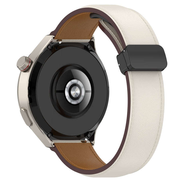 For Huawei Watch 4 / Watch 4 Pro Folding Buckle Genuine Leather Watch Band(Creamy White)