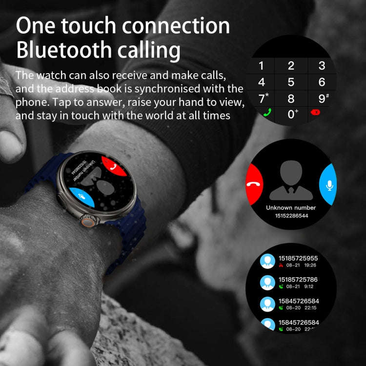 Z78 Ultra 1.52 inch Round Screen HD Smart Watch Supports Heart Rate/Blood Oxygen Monitoring(Blue)