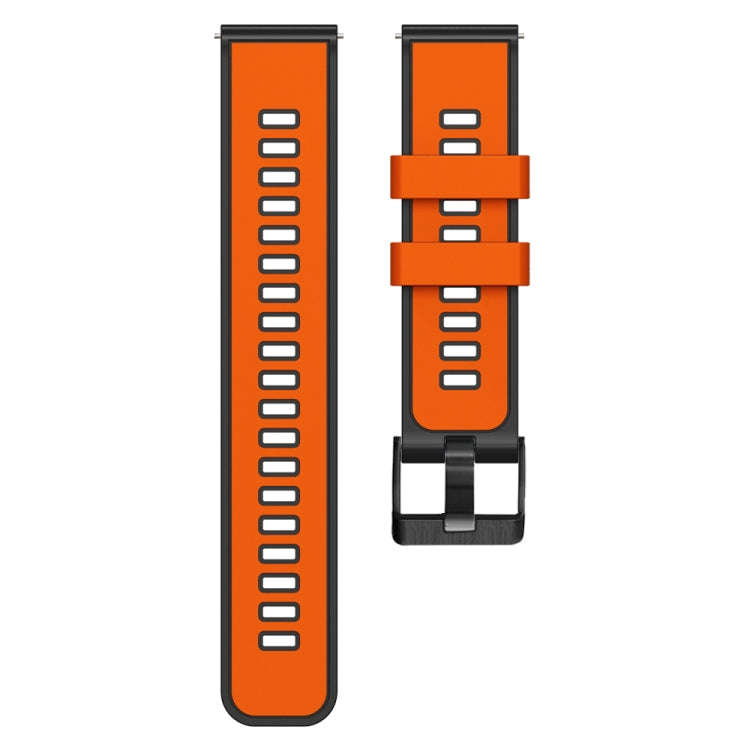 For Garmin Forerunner 265S / 255S / Venu 2S 18mm Weave Two-Color Silicone Watch Band(Orange Black)