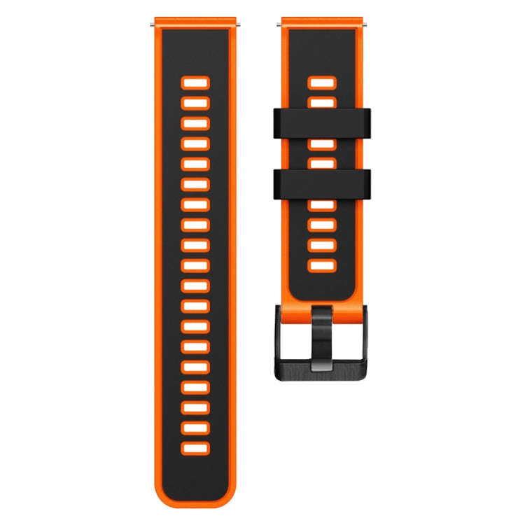 For Garmin Forerunner 265S / 255S / Venu 2S 18mm Weave Two-Color Silicone Watch Band(Black Orange)