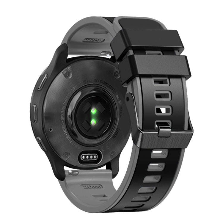 For Garmin Forerunner 265S / 255S / Venu 2S 18mm Weave Two-Color Silicone Watch Band(Black Grey)