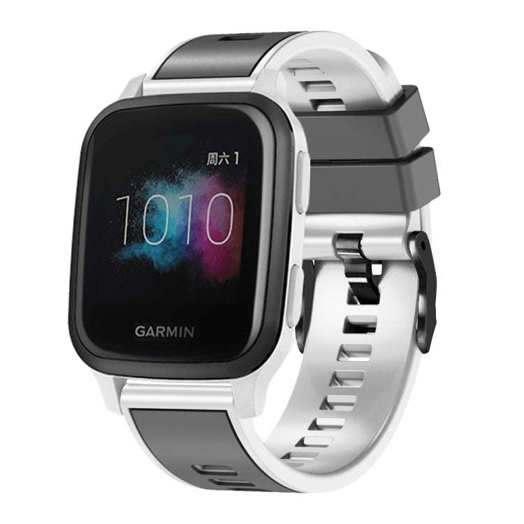 For Garmin Forerunner 265S / 255S / Venu 2S 18mm Weave Two-Color Silicone Watch Band(Grey White)