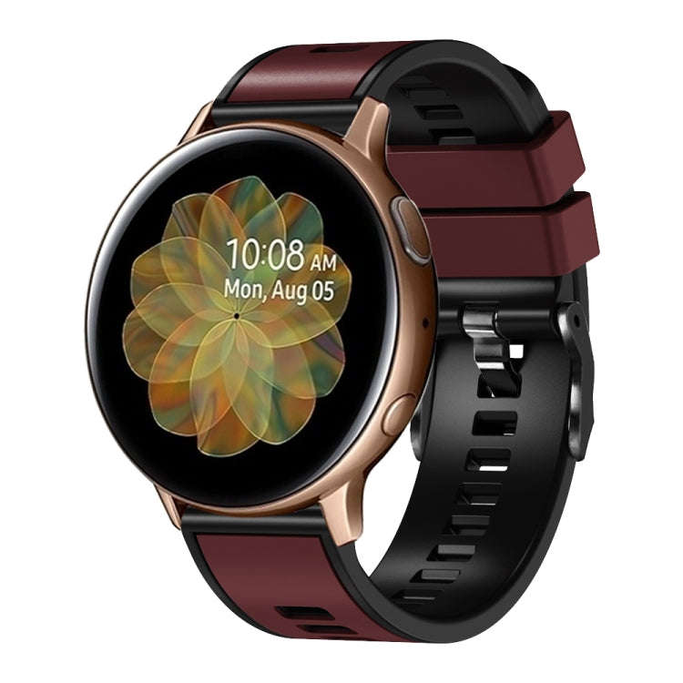 For Garmin Forerunner 265S / 255S / Venu 2S 18mm Weave Two-Color Silicone Watch Band(Wine Red Black)