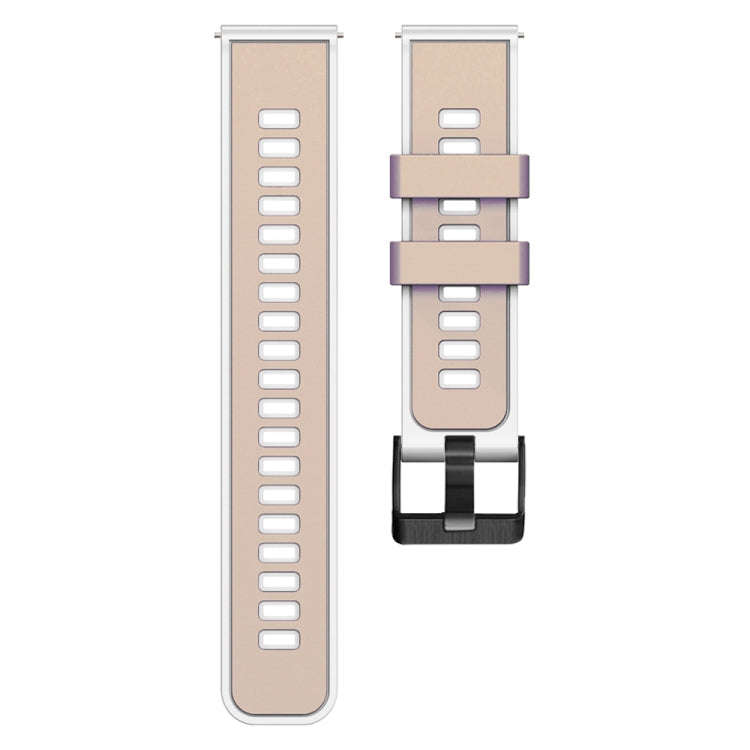 For Garmin Forerunner 265S / 255S / Venu 2S 18mm Weave Two-Color Silicone Watch Band(Khaki White)