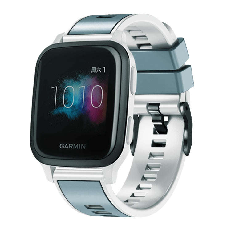 For Garmin Forerunner 265S / 255S / Venu 2S 18mm Weave Two-Color Silicone Watch Band(Blue Grey Wh...