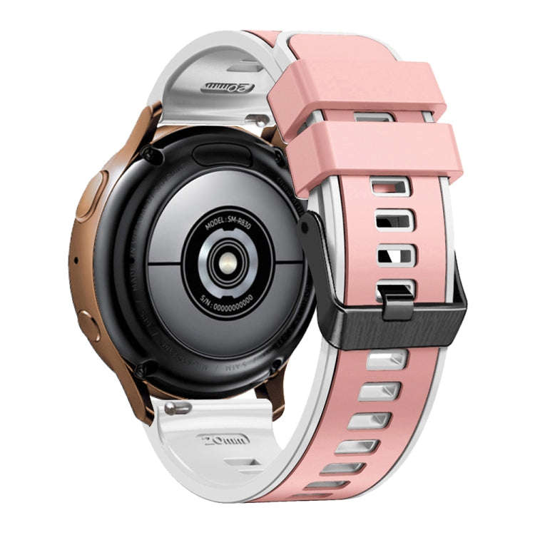 For Garmin Forerunner 265S / 255S / Venu 2S 18mm Weave Two-Color Silicone Watch Band(Light Pink W...