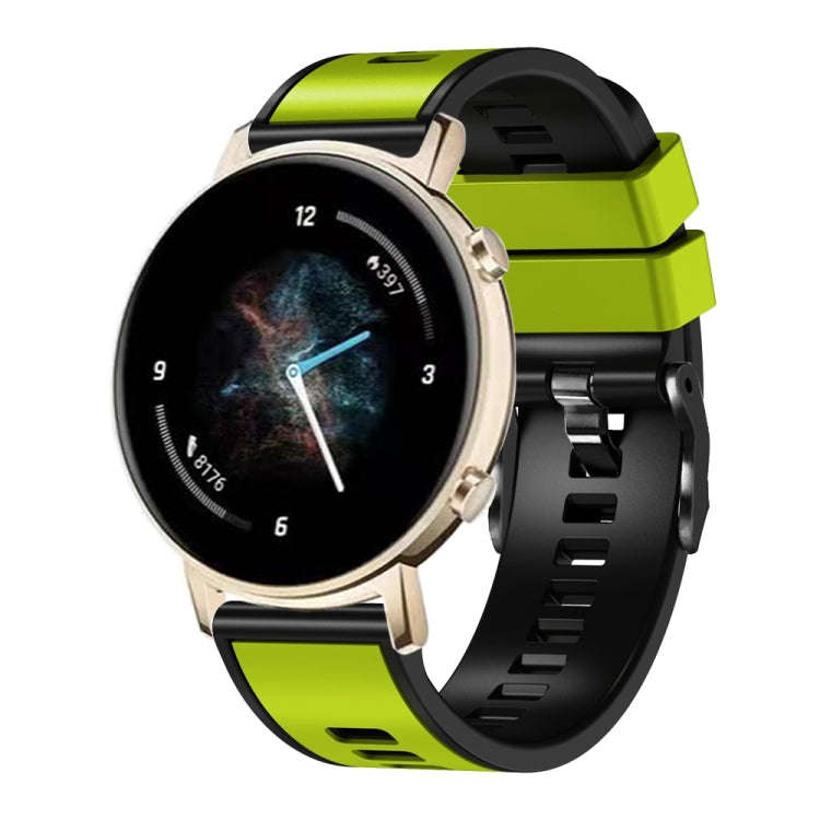 For Garmin Forerunner 265S / 255S / Venu 2S 18mm Weave Two-Color Silicone Watch Band(Lime Black)