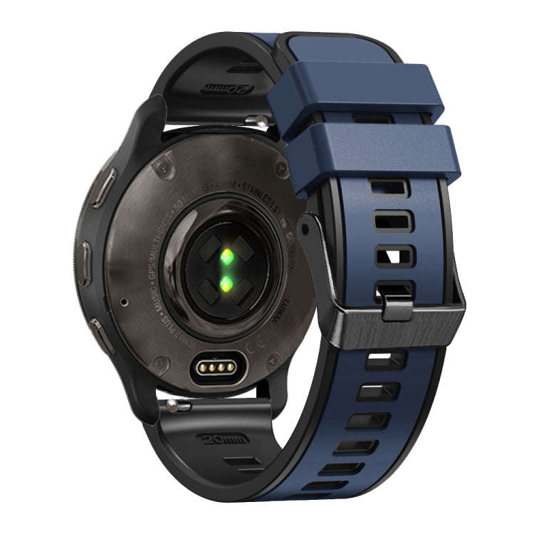 For Garmin Forerunner 265S / 255S / Venu 2S 18mm Weave Two-Color Silicone Watch Band(Dark Blue Bl...