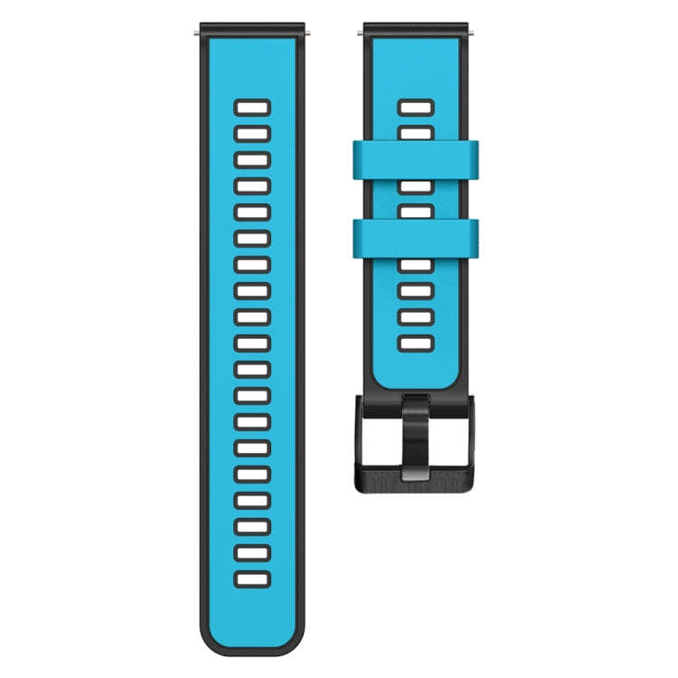 For Garmin Forerunner 265S / 255S / Venu 2S 18mm Weave Two-Color Silicone Watch Band(Sky Blue Black)