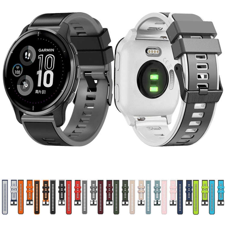 For Garmin Forerunner 265S / 255S / Venu 2S 18mm Weave Two-Color Silicone Watch Band(Lime Black)